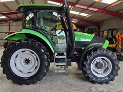 Side view of the green DEUTZ FAHR AGROTRON K90 tractor